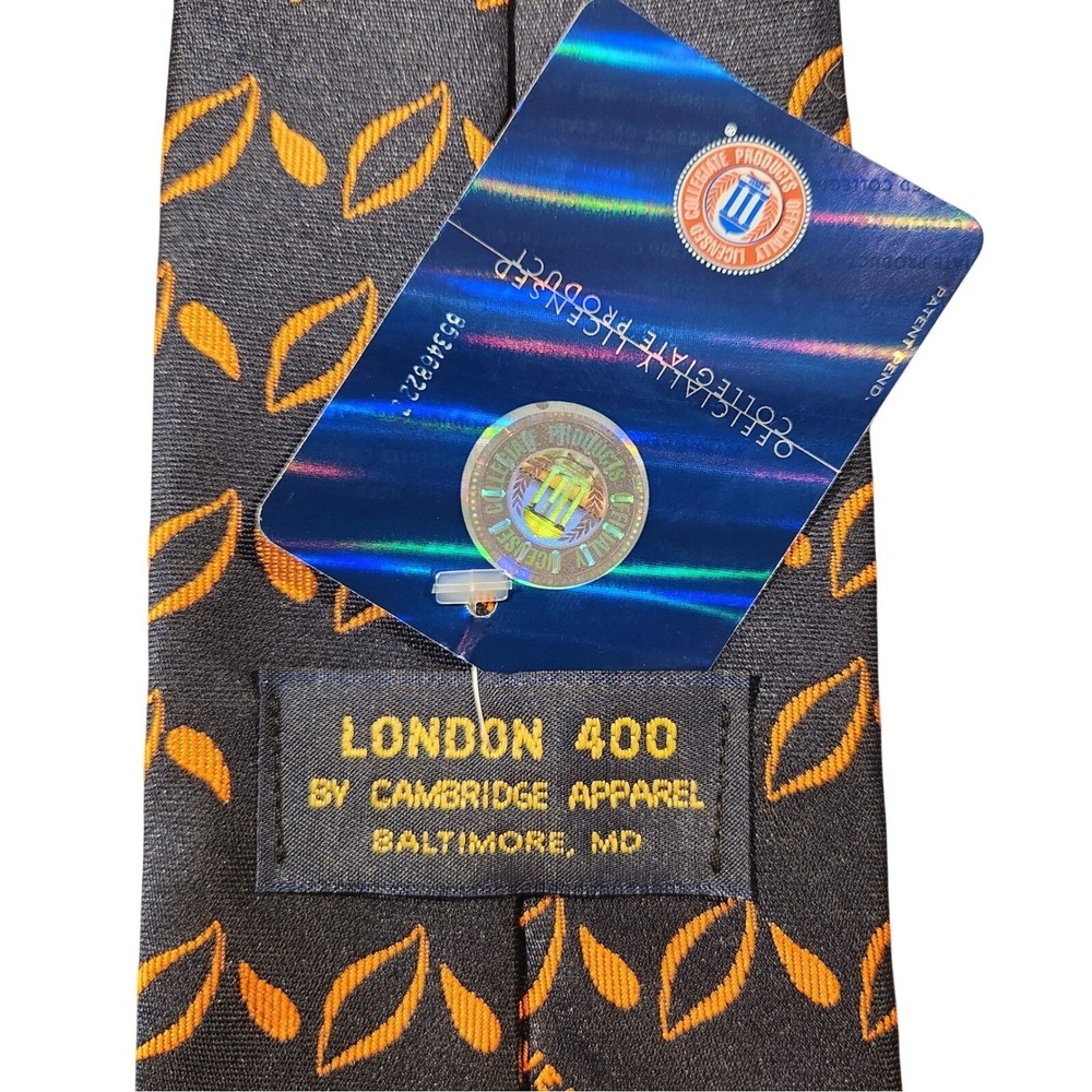 London 400 by Cambridge Apparel Mens University Tie Navy Orange Leaf Licensed